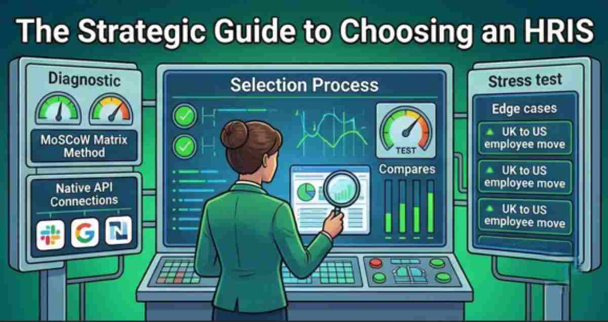 An HR professional standing at a diagnostic control panel evaluating software using the MoSCoW matrix and native API connections. An HR professional standing at a diagnostic control panel evaluating software using the MoSCoW matrix and native API connections.