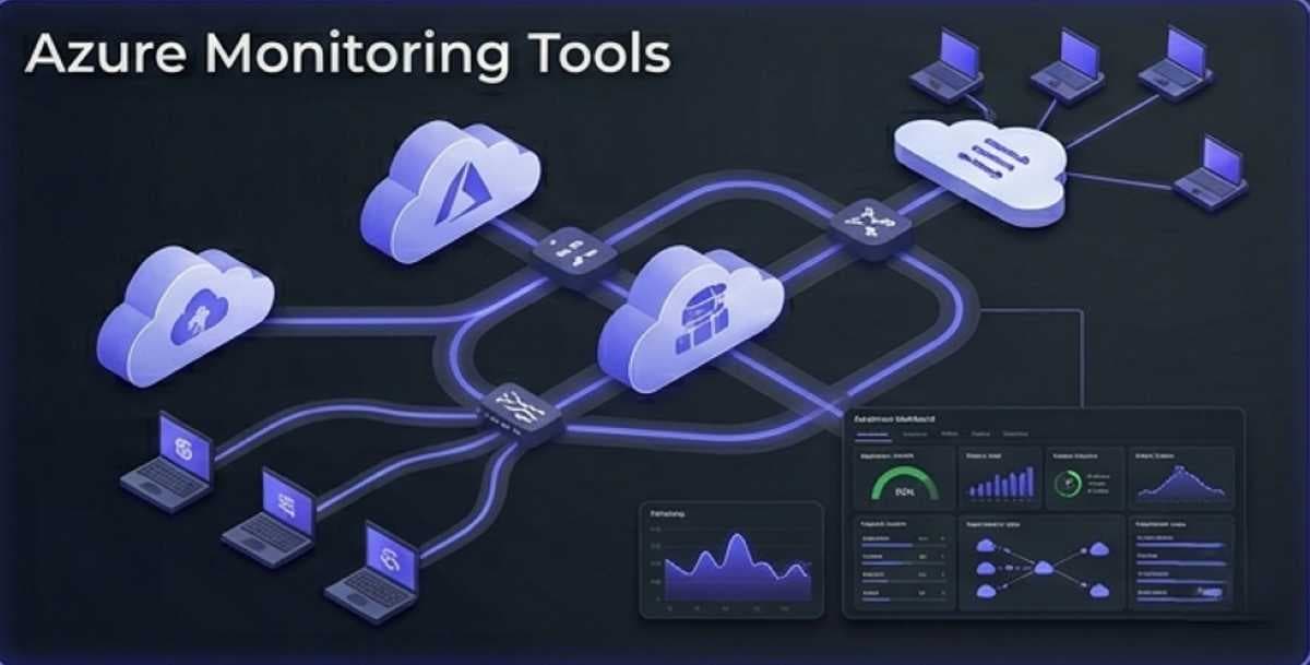 A 3D isometric visualization of Azure monitoring tools, illustrating interconnected cloud computing environments, digital data flows, and detailed performance dashboards tracking IT infrastructure health. A 3D isometric visualization of Azure monitoring tools, illustrating interconnected cloud computing environments, digital data flows, and detailed performance dashboards tracking IT infrastructure health.