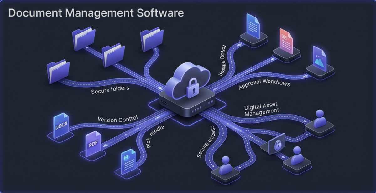 A sophisticated 3D isometric visualization for a Zoho WorkDrive product review, featuring secure folders and documents fanning into a cloud server via encrypted pathways with glowing indigo accents, representing digital workflow automation and version control in a high-tech SaaS visual. A sophisticated 3D isometric visualization for a Zoho WorkDrive product review, featuring secure folders and documents fanning into a cloud server via encrypted pathways with glowing indigo accents, representing digital workflow automation and version control in a high-tech SaaS visual.